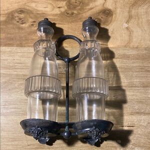 Vintage Glass and Metal Salt and Pepper Shakers